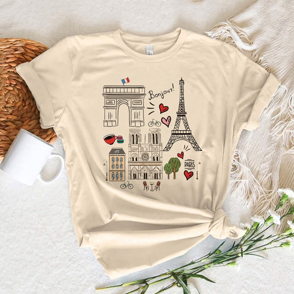 Summer Clothing In Paris - Paris Baskılı kadın T-shirt Kadın Manga