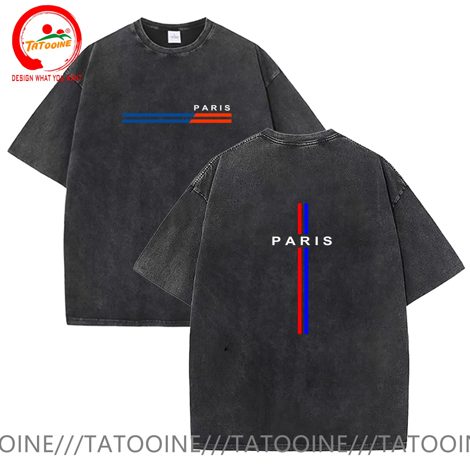 Summer Clothing In Paris - Vintage Yıkanmış Pamuklu Tişört Komik Tasarımcı