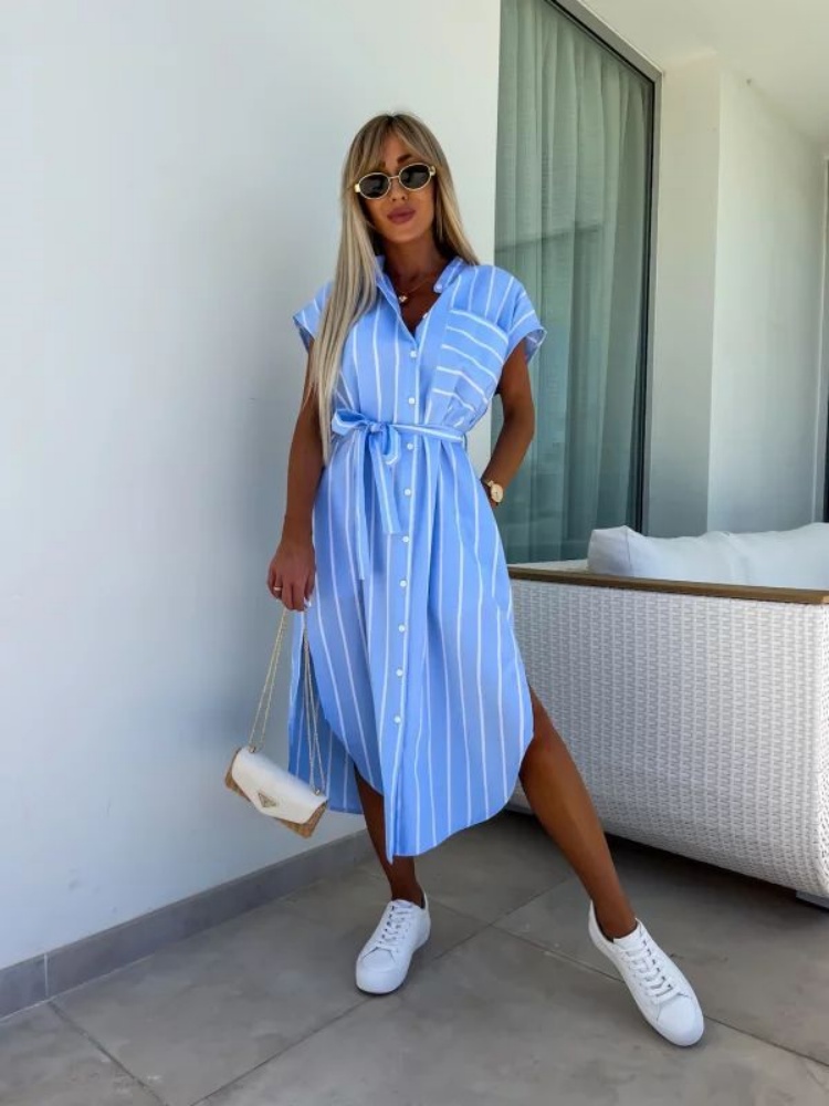 Kadın için Kısa Kollu Çizgili  - Summer Clothing Looks incelemesi ve fiyatı
