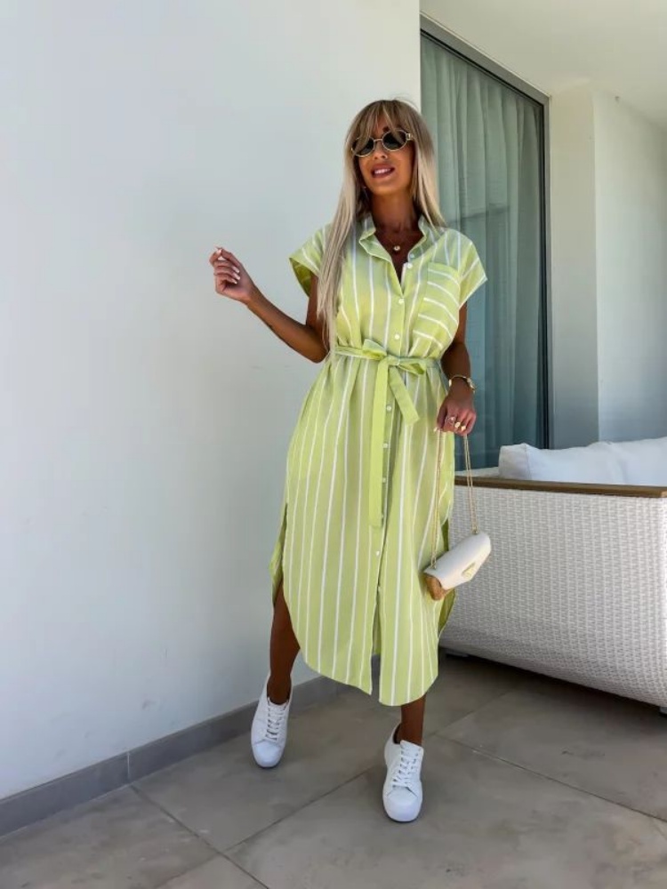 Kadın için Kısa Kollu Çizgili  - Summer Clothing Looks incelemesi ve fiyatı